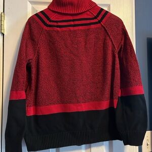 Karen Scott Red and Black Sweater